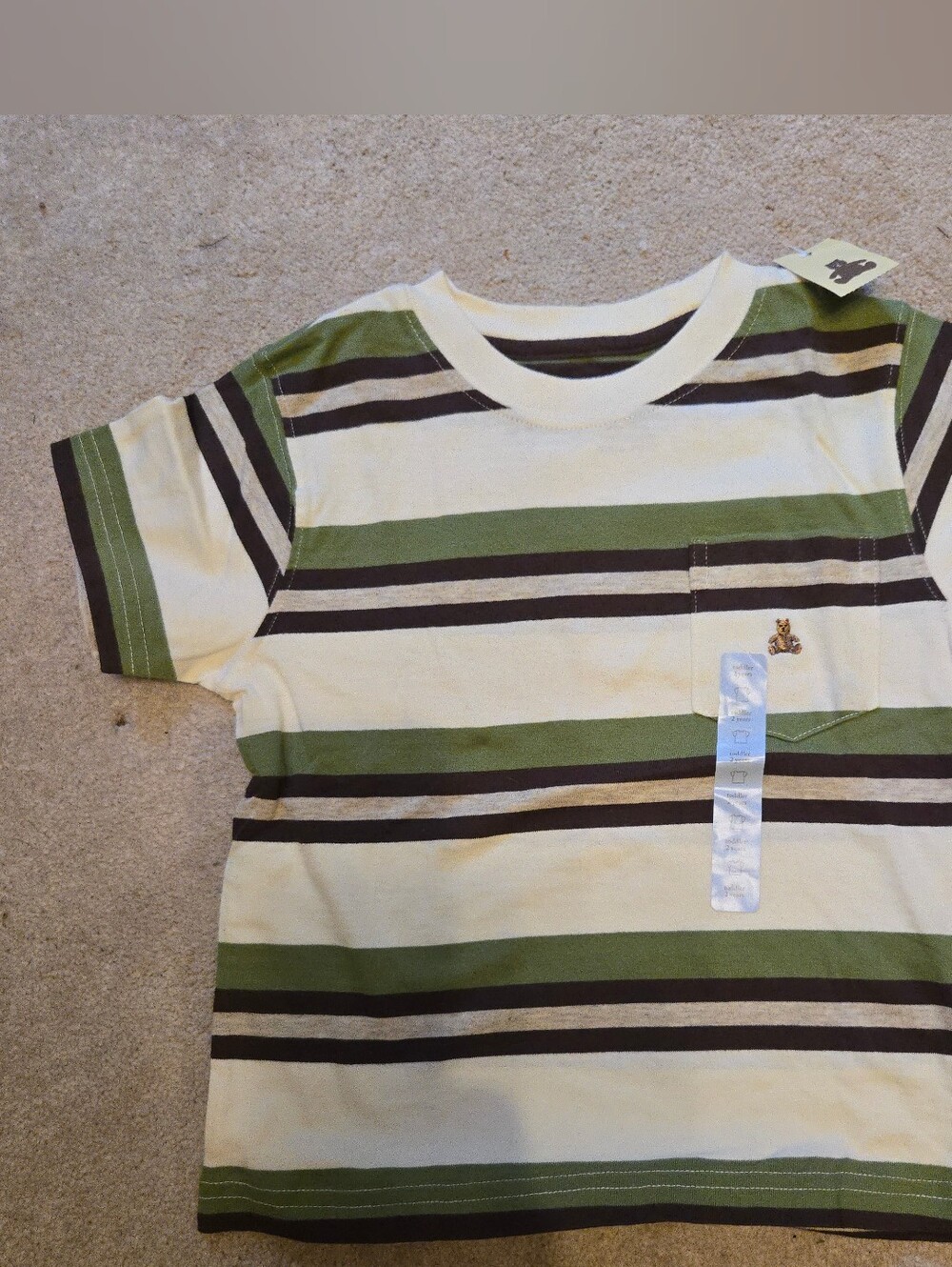 NWT Baby GAP Brown/Green Striped T-shirt Size 2 Toddler Boys